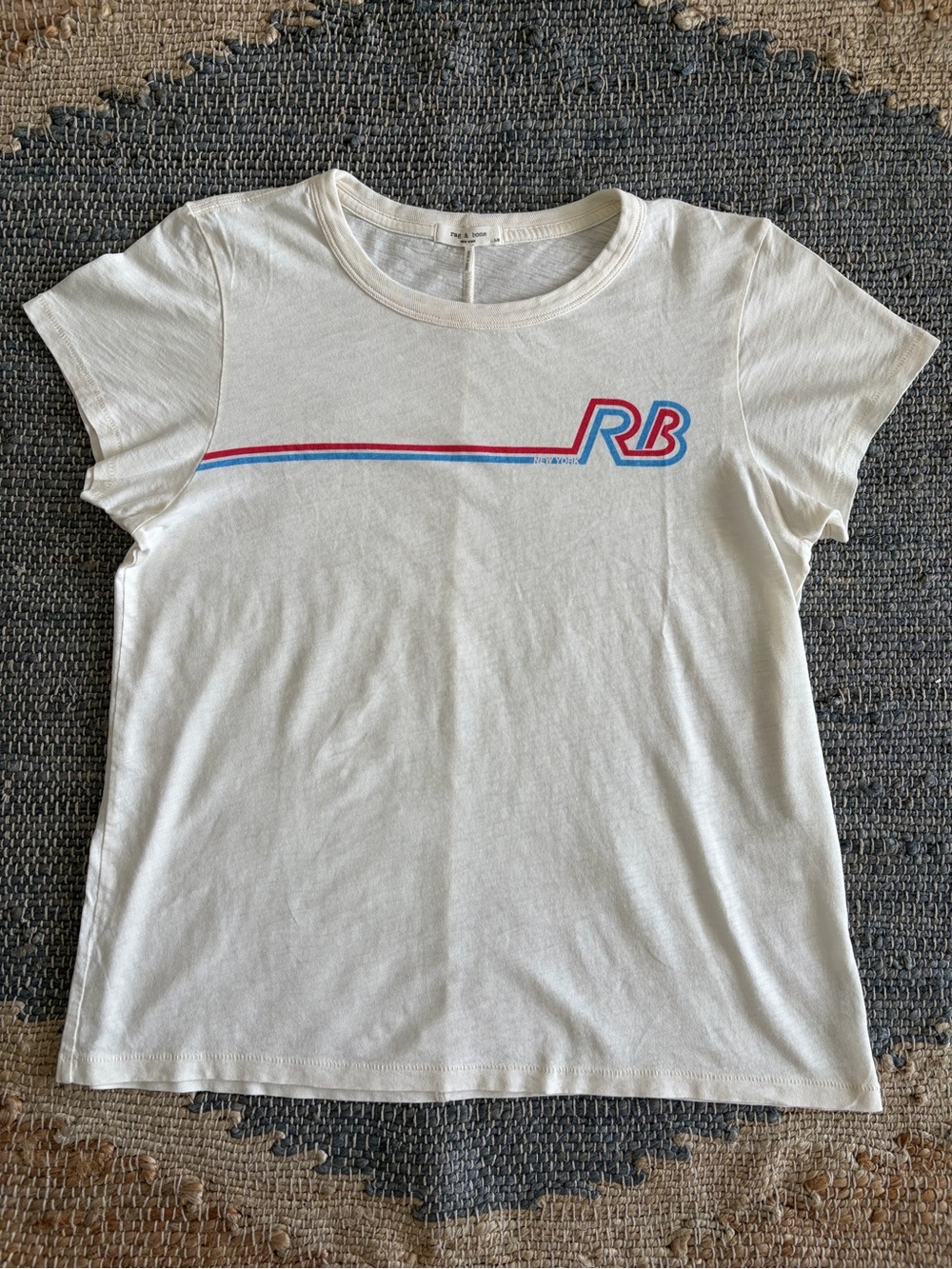 Rag & Bone  RB New York Logo Pima Cotton White Graphic Tee